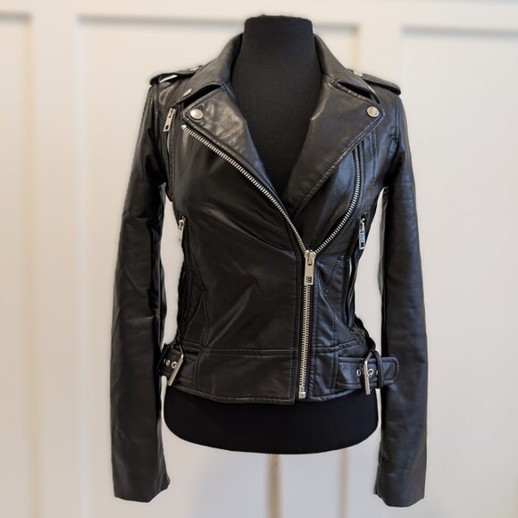 Zara Black Faux Leather Moto Jacket | Size XS - Picture 2 of 9